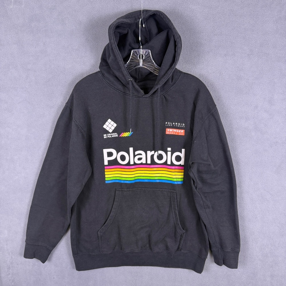 Polaroid Mens Medium Hoodie Black‎ Sweatshirt Long Sleeve Cotton Blend